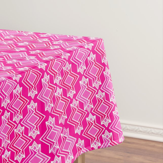 Art Deco Wallpaper Pattern, Fuchsia Pink Tablecloth (In Situ)