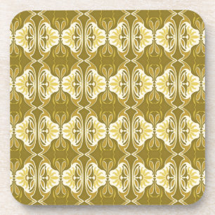 Art Deco wallpaper pattern - gold and white Coaster