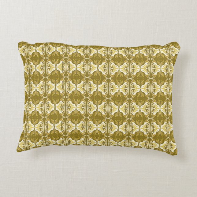 Art Deco wallpaper pattern - gold and white Decorative Cushion (Back)