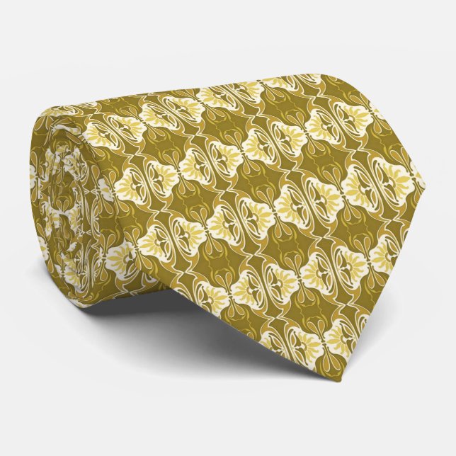 Art Deco wallpaper pattern - gold and white Tie (Rolled)