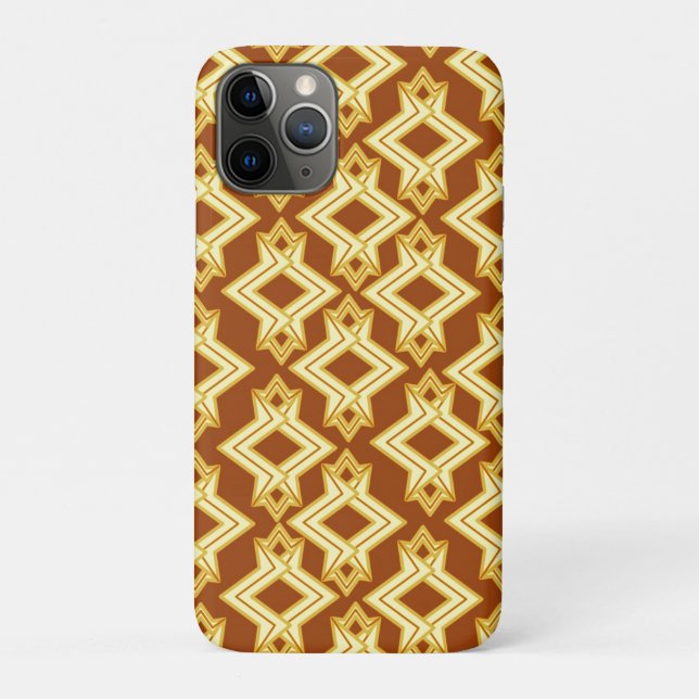 Art Deco Wallpaper Pattern, Golden Brown Case-Mate iPhone Case (Back)