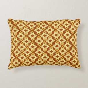 Art Deco Wallpaper Pattern, Golden Brown Decorative Cushion