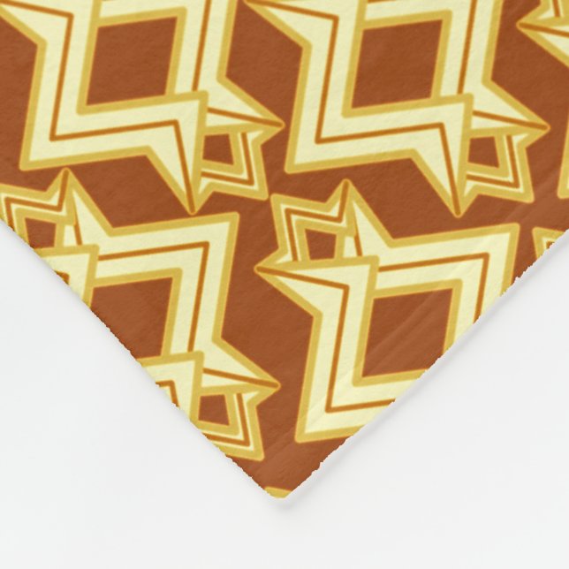 Art Deco Wallpaper Pattern, Golden Brown Fleece Blanket (Corner)