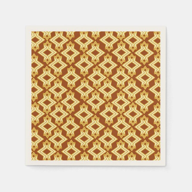 Art Deco Wallpaper Pattern, Golden Brown Napkin (Front)