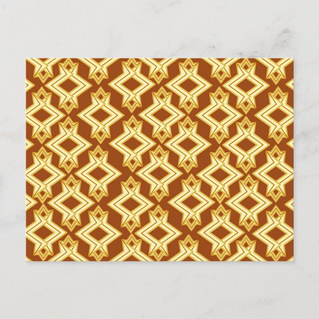 Art Deco Wallpaper Pattern, Golden Brown Postcard (Front)