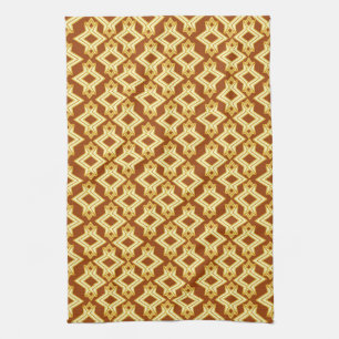 Art Deco Wallpaper Pattern, Golden Brown Tea Towel