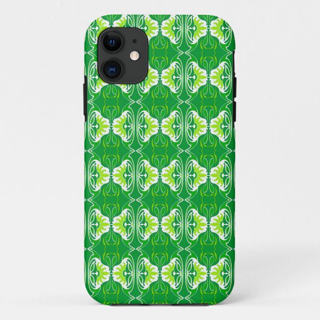 Art Deco wallpaper pattern - green and white Case-Mate iPhone Case (Back)