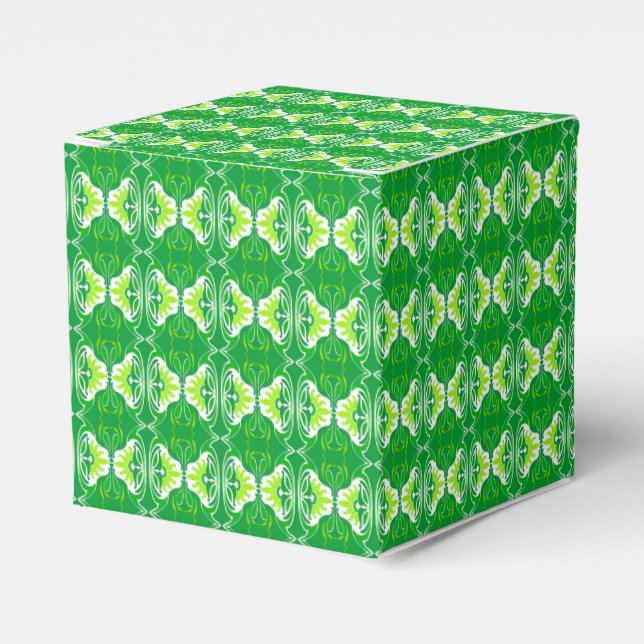 Art Deco wallpaper pattern - green and white Favour Box (Front Side)