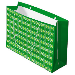Art Deco wallpaper pattern - green and white Large Gift Bag