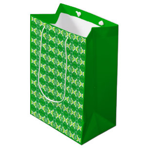 Art Deco wallpaper pattern - green and white Medium Gift Bag