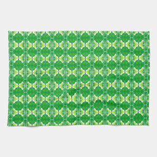 Art Deco wallpaper pattern - green and white Tea Towel