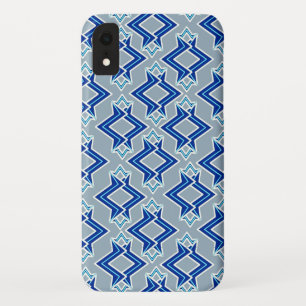 Art Deco Wallpaper Pattern, Grey / Grey and Blue iPhone XR Case
