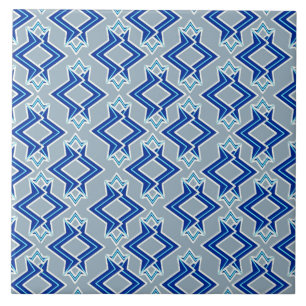 Art Deco Wallpaper Pattern, Grey / Grey and Blue Ceramic Tile