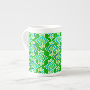 Art Deco Wallpaper Pattern, Jade Green Bone China Mug
