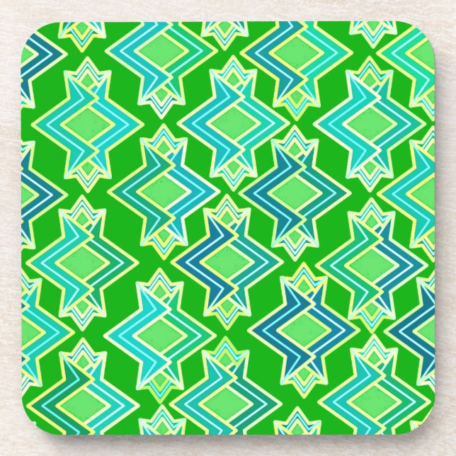 Art Deco Wallpaper Pattern, Jade Green Coaster (Front)