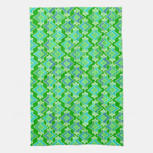 Art Deco Wallpaper Pattern, Jade Green Tea Towel