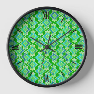 Art Deco Wallpaper Pattern, Jade Green Wall Clock