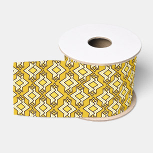 Art Deco Wallpaper Pattern, Mustard Gold Grosgrain Ribbon