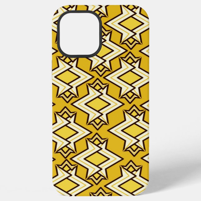 Art Deco Wallpaper Pattern, Mustard Gold iPhone Case (Back)