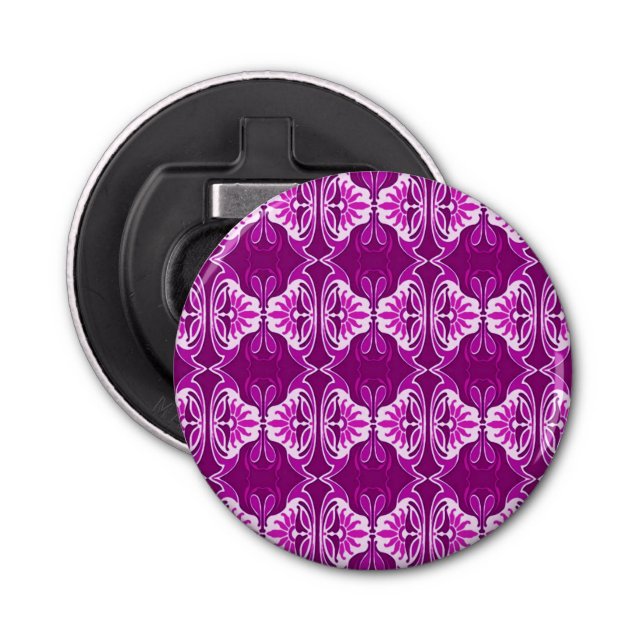 Art Deco wallpaper pattern - purple and white Bottle Opener (Front)