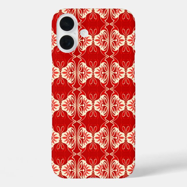 Art Deco wallpaper pattern - red and white Case-Mate iPhone Case (Back)