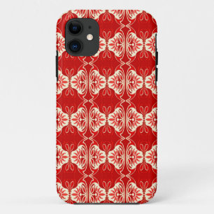 Art Deco wallpaper pattern - red and white iPhone 11 Case