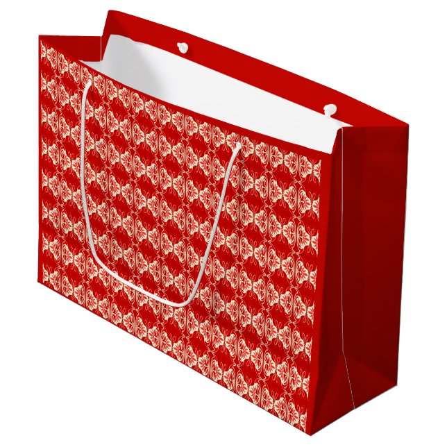Art Deco wallpaper pattern - red and white Large Gift Bag (Front Angled)