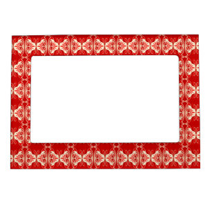 Art Deco wallpaper pattern - red and white Magnetic Picture Frame