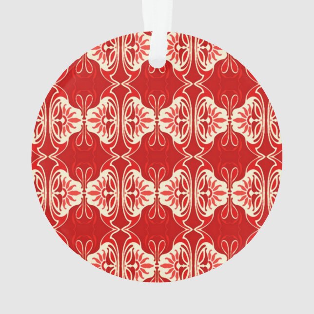 Art Deco wallpaper pattern - red and white Ornament (Back)