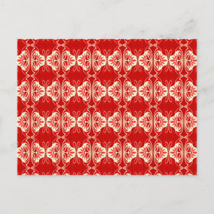 Art Deco wallpaper pattern - red and white Postcard
