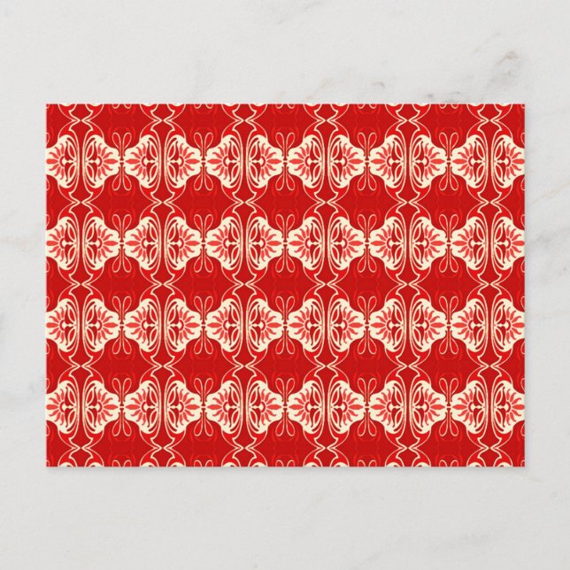 Art Deco wallpaper pattern - red and white Postcard (Front)