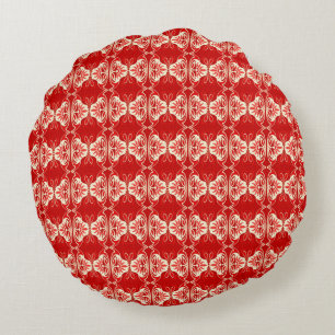 Art Deco wallpaper pattern - red and white Round Cushion
