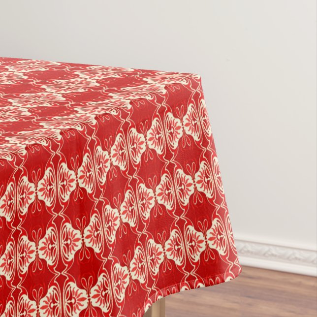 Art Deco wallpaper pattern - red and white Tablecloth (In Situ)