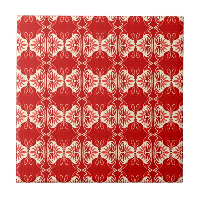 Art Deco wallpaper pattern - red and white Tile (Front)