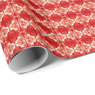 Art Deco wallpaper pattern - red and white Wrapping Paper