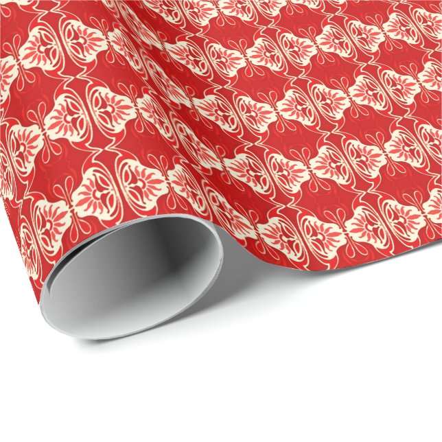 Art Deco wallpaper pattern - red and white Wrapping Paper (Roll Corner)