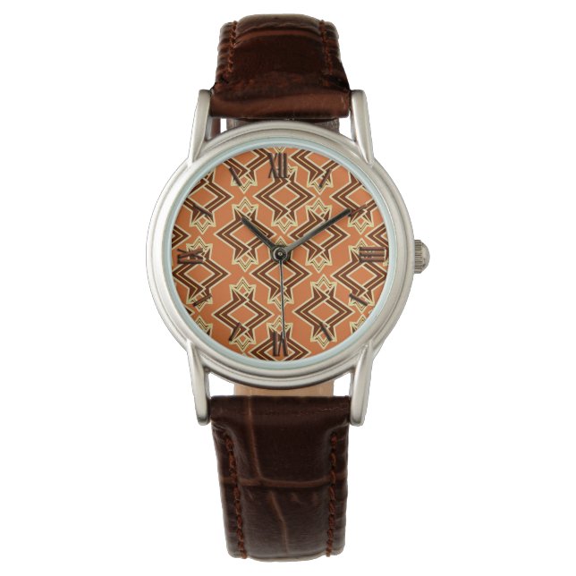 Art Deco Wallpaper Pattern, Terracotta / Rust Watch (Front)