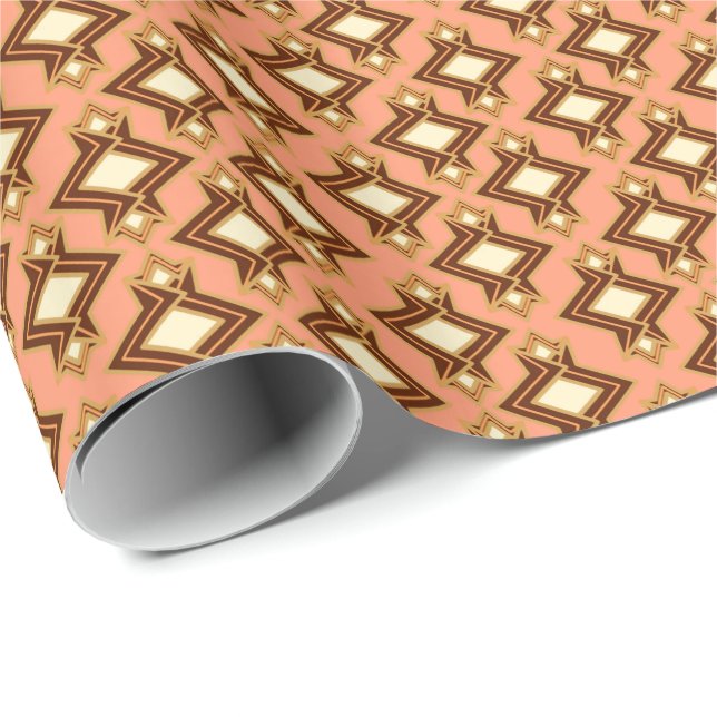 Art Deco Wallpaper Pattern, Terracotta / Rust Wrapping Paper (Roll Corner)