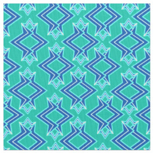 Art Deco Wallpaper Pattern, Turquoise and Cobalt Fabric