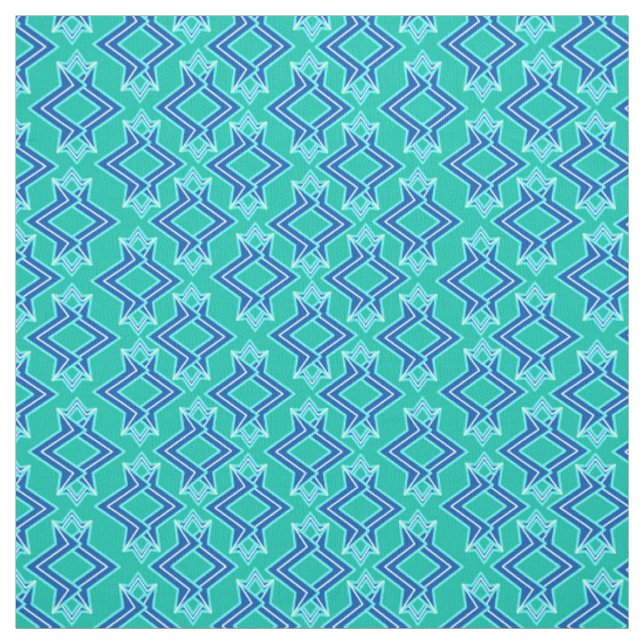 Art Deco Wallpaper Pattern, Turquoise and Cobalt Fabric (Swatch)