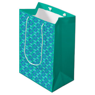Art Deco Wallpaper Pattern, Turquoise and Cobalt Medium Gift Bag