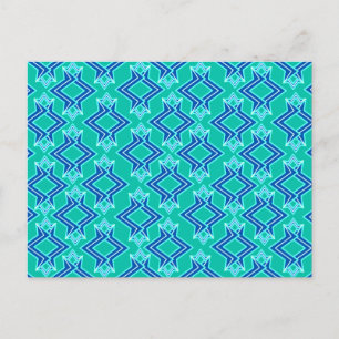 Art Deco Wallpaper Pattern, Turquoise and Cobalt Postcard
