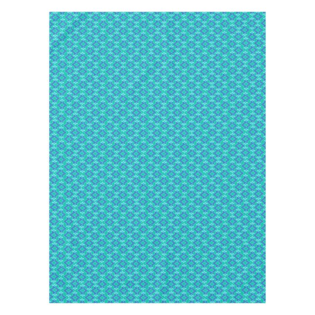 Art Deco Wallpaper Pattern, Turquoise and Cobalt Tablecloth (Front)