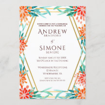 Art Deco Watercolor Rehearsal Dinner Invitation