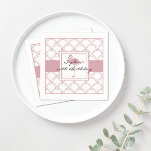 Art Deco Wave Patten Pink Flamingo Beach Party Napkin