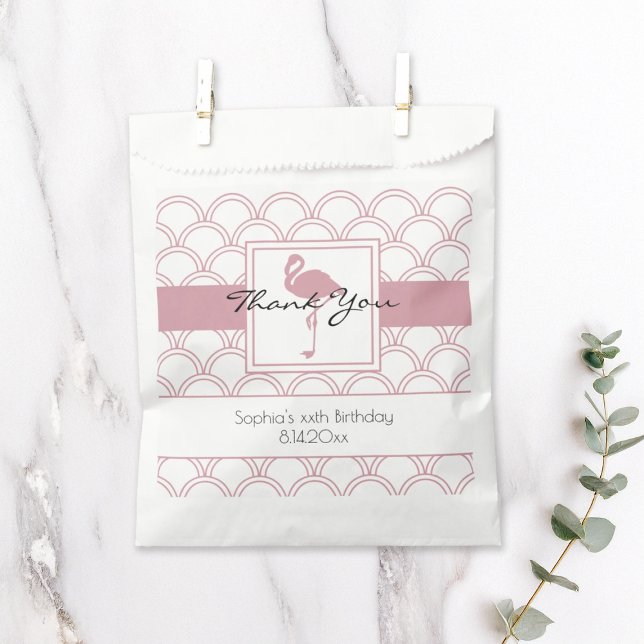 Art Deco Wave Patten Pink Flamingo Birthday Favour Bag (Creator Uploaded)