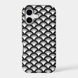 Art Deco wave pattern - black and white
