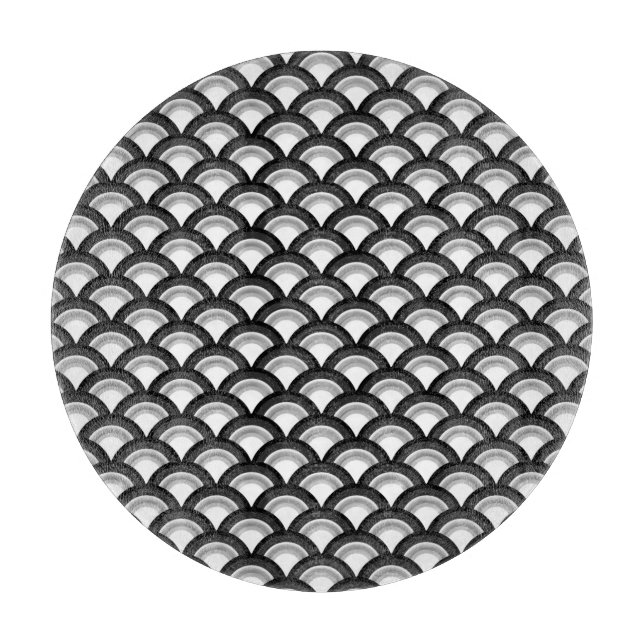 Art Deco wave pattern - black and white Cutting Board (Front)
