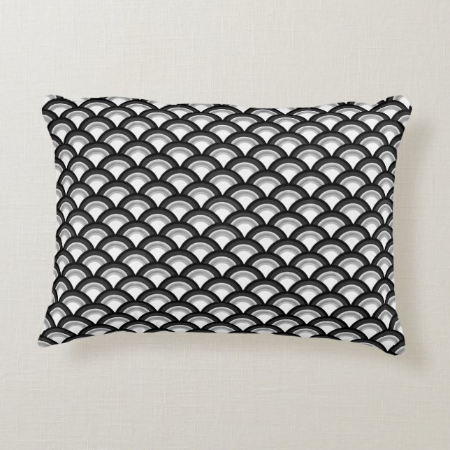 Art Deco wave pattern - black and white Decorative Cushion (Back)
