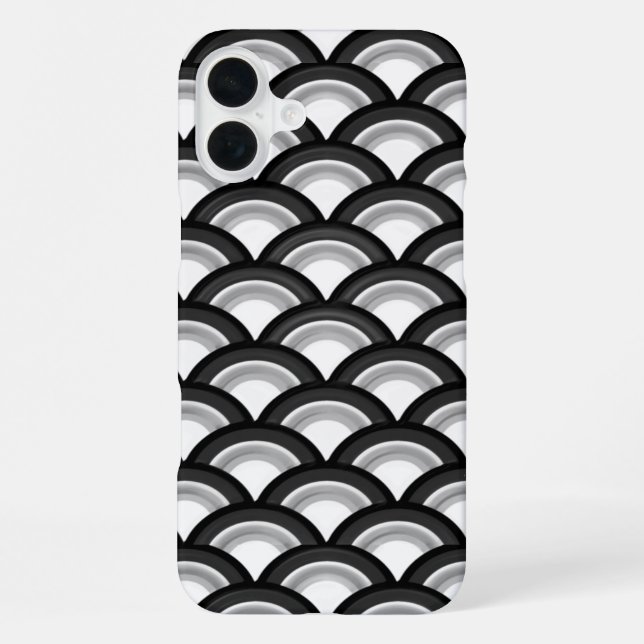 Art Deco wave pattern - black and white iPhone Case (Back)